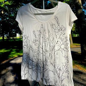 Loft White and Black Short Sleeve Shirt